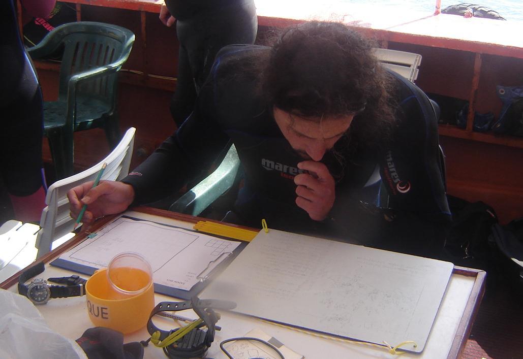 Drawing up recorded data after a dive